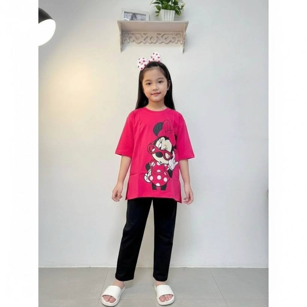 One set viral mom & kids/setelan oversize anak 3-14tahun combed30s/setelan tunik anak dan ibu