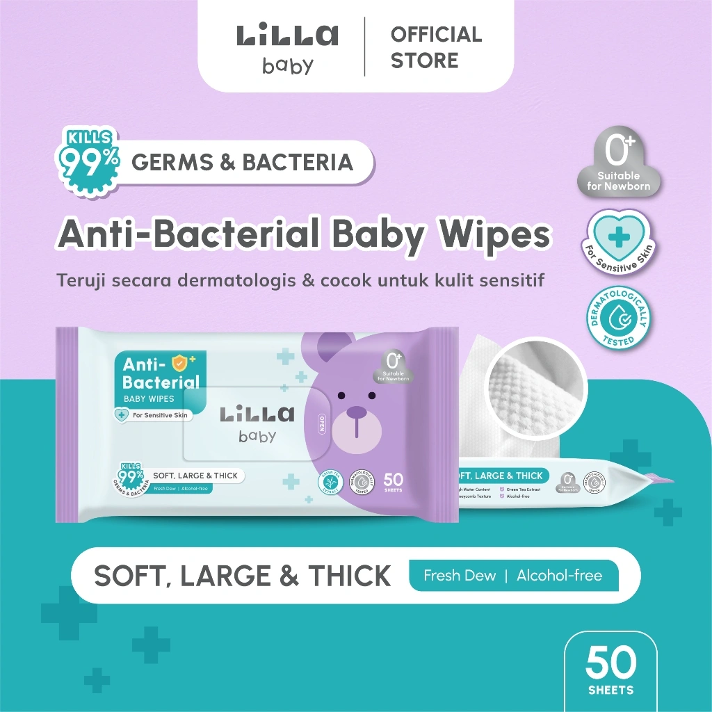 LILLA BABY Anti-Bacterial Baby Wipes