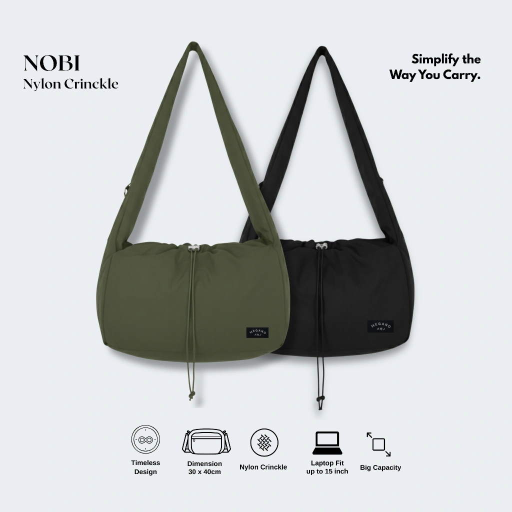 Megano - Nobi Tas Selempang Nylon Crinckle Premium Slingbag Shoulder Bag Pria Wanita