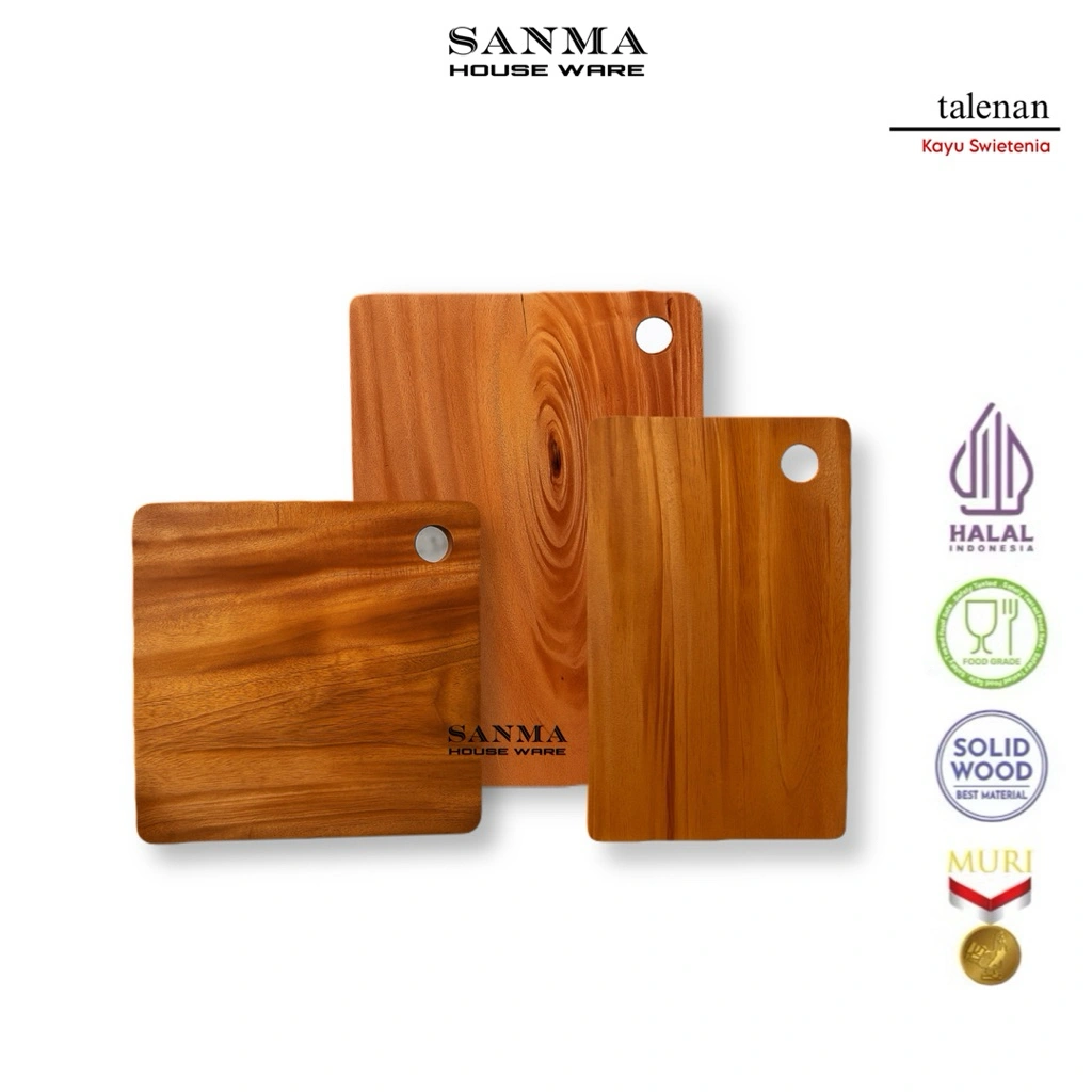 Talenan Kayu Premium Swietenia Korea Kitchen Tools Square Aesthetic Bahan Food Grade Dekorasi Studio