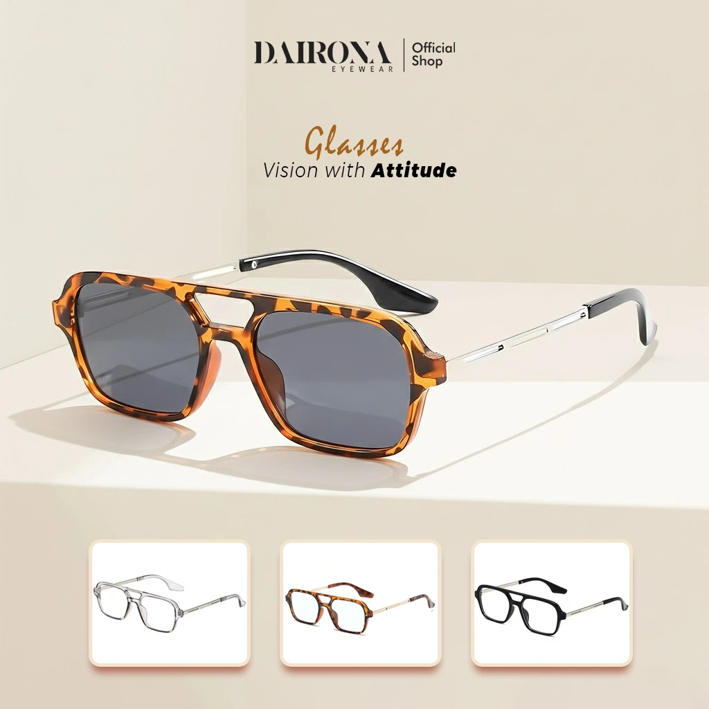 Dairona Eyewear Kacamata Aviator Hitam Sunglasses Fashion Pria Wanita UV400 Polarized Anti Silau Bentuk Aviator TR-90 + Metal YT 9315