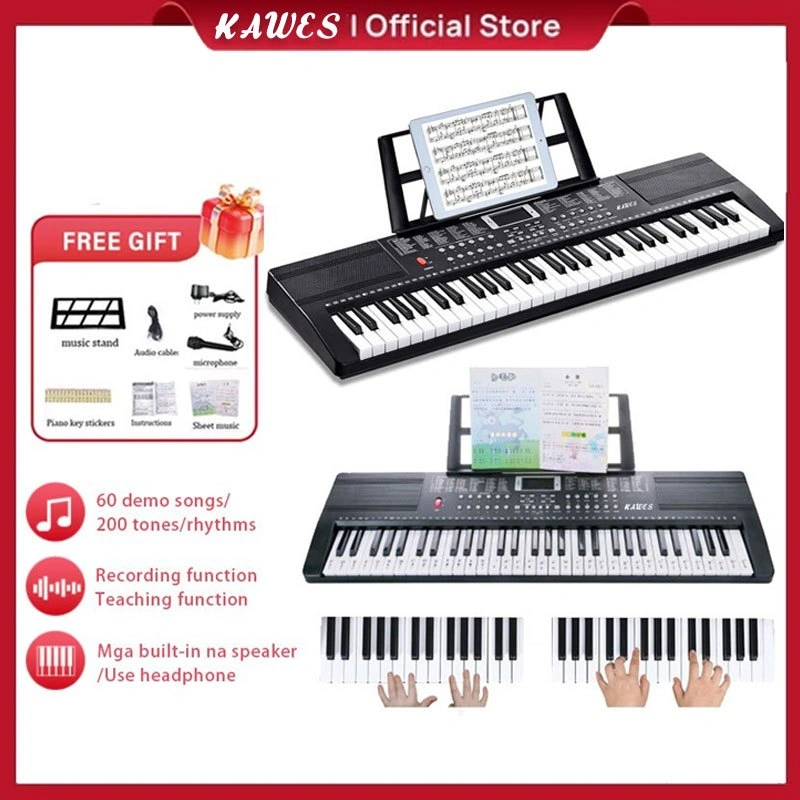 KAWES Piano Elektronik Untuk Piano Elektronik Untuk Pemula Piano Elektronik 61 Tombol Piano Elektronik Multifungsi, Dengan Mikrofon Kecil