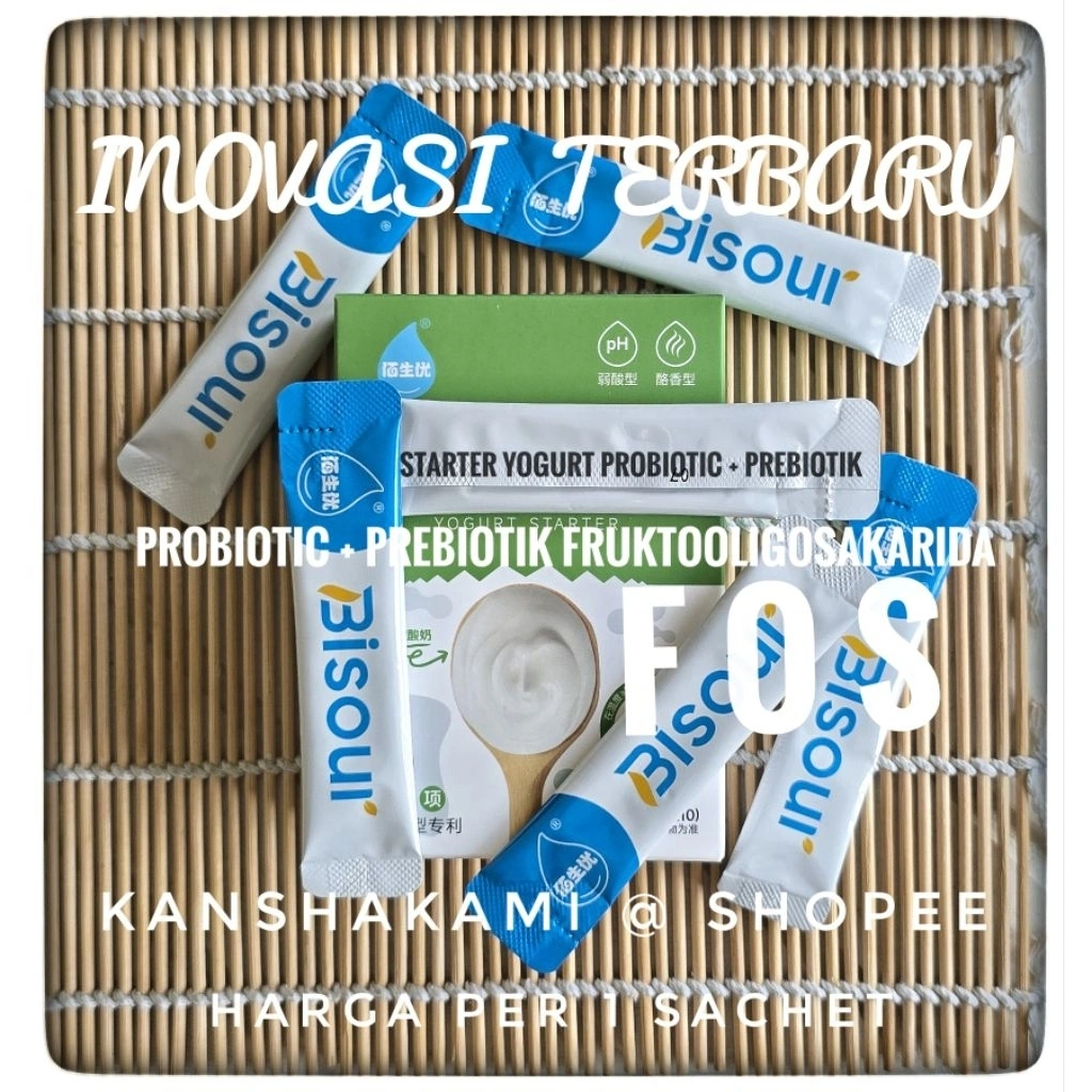 YOGURT STARTER PROBIOTIK + PREBIOTIK FRUKTOOLIGOSAKARIDA/FOS LENGKAP UNTUK DAYA TAHAN TUBUH DAN KESEHATAN