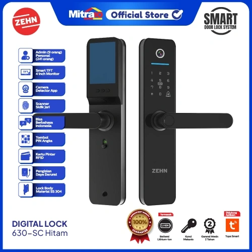 Digital Lock 630-SC Hitam - Keyless Entry, Modern - Zehn smart lock