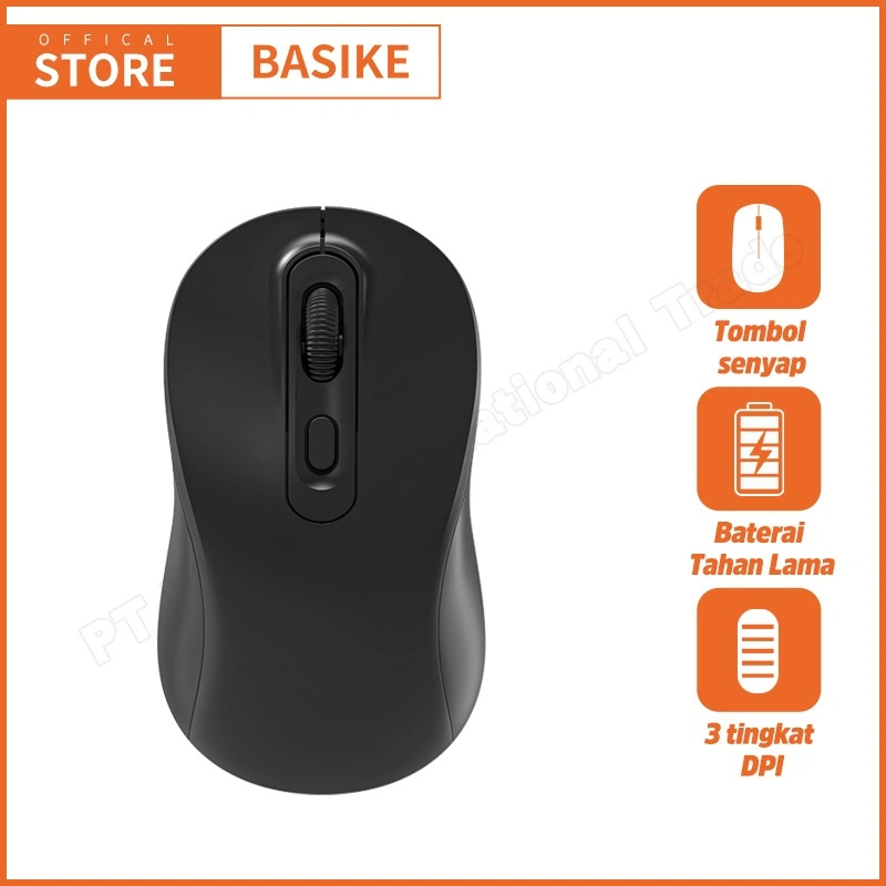 BASIKE Mouse Wireless Bluetooth 2.4Ghz Mini Portabel Silent Click Original untuk PC Laptop Tablet