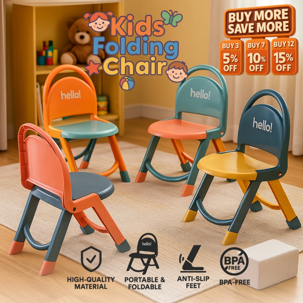 Kursi Lipat Anak Ergonomis Portable Praktis dan Hemat Ruang untuk Belajar di Sekolah dan di Rumah