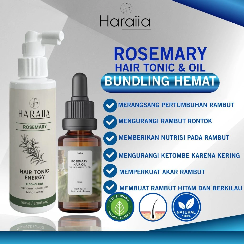 HARAIIA Bundling Hair Tonic & Rosemary Hair Growth Oil Anti rambut rontok