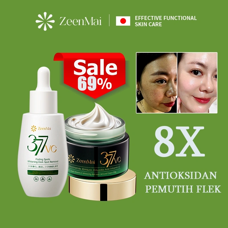 377 Dual Vitamin C Whitening Dark-Spot-Moisturizer Essence 40ml + Cream 50g| Mencerahkan warna kulit Memudarkan Meratakan Warna-Kulit noda Melembapkan dan Memperbaiki cocok untuk kulit sensitif.