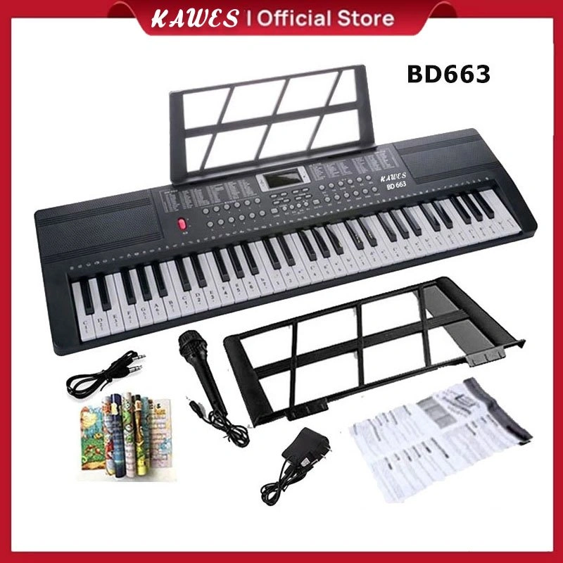 KAWES Keyboard Elektrik 61 Tuts ,Keyboard Untuk Pemula , Portabel , Keyboard Elektrik Cerdas , Banyak Nada