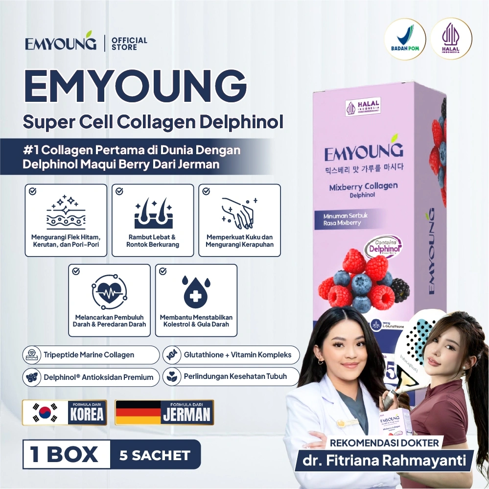 EMYOUNG I Super Cell Collagen Delphinol Drink Whitening dengan Glutathione & Maqui Berry
