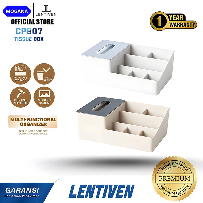 MOGANA LENTIVEN Tissue Tempat Penyimpanan Box Kotak Tissue Tempat Penyimpanan Make Up Organizer Meja Tisu raktisu CP807