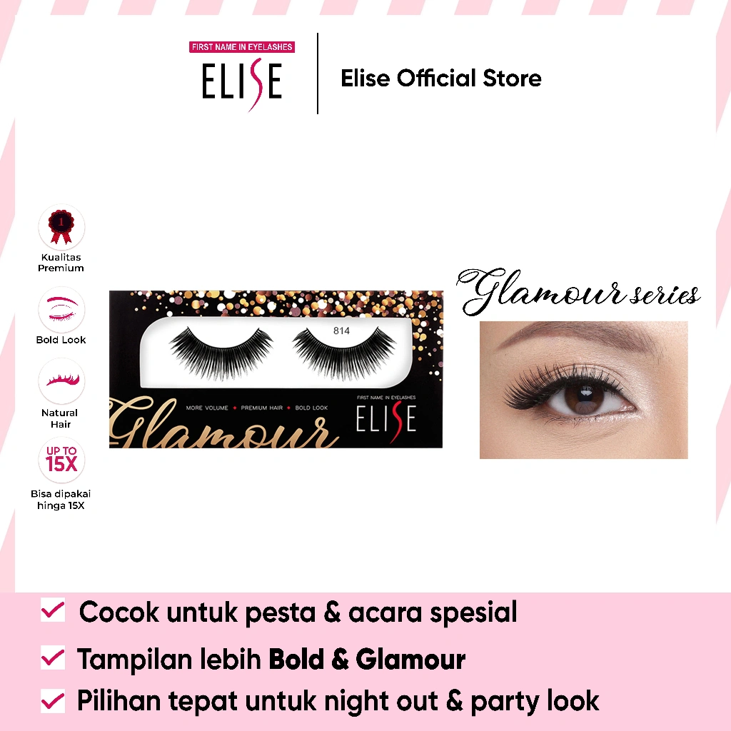 Bulu Mata Elise - Glamour 814 - Bulu Mata Semi Bold/Cocok untuk Glamour Makeup & Party Look