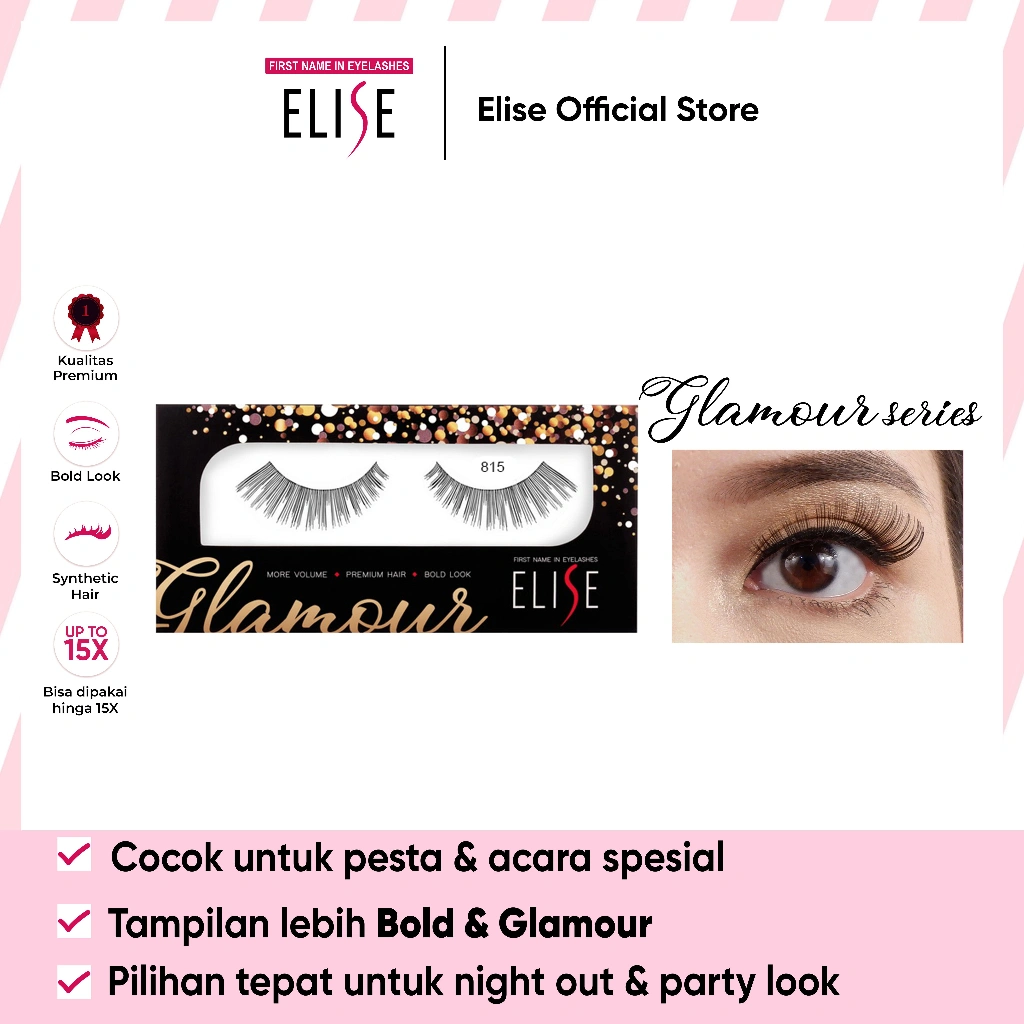Bulu Mata Elise - Glamour 815 - Bulu Mata Semi Bold/Cocok untuk Glamour Makeup & Party Look