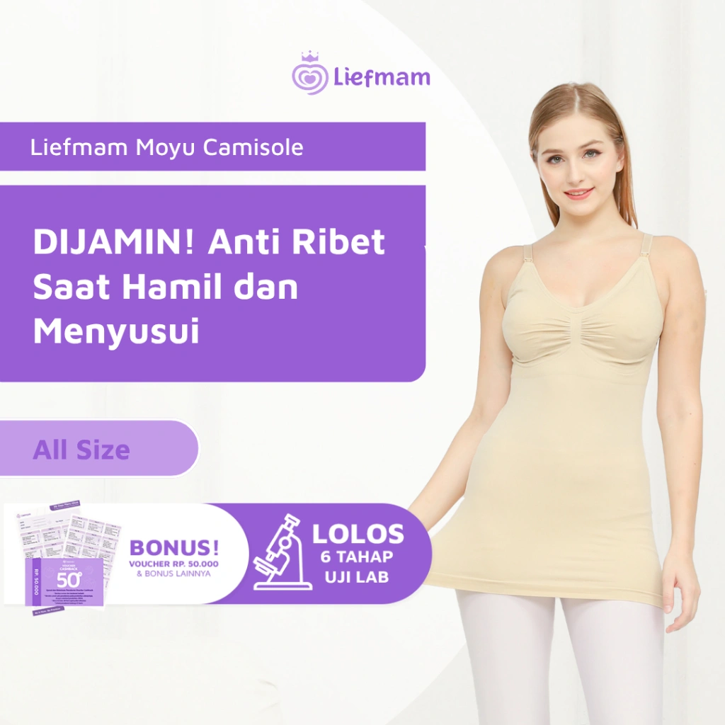 Liefmam Moyu Camisole - Tanktop Menyusui Anti ASI Bocor Bahan Cotton Mencegah Payudara Kendur Praktis dan Mudah Dibuka Tutup