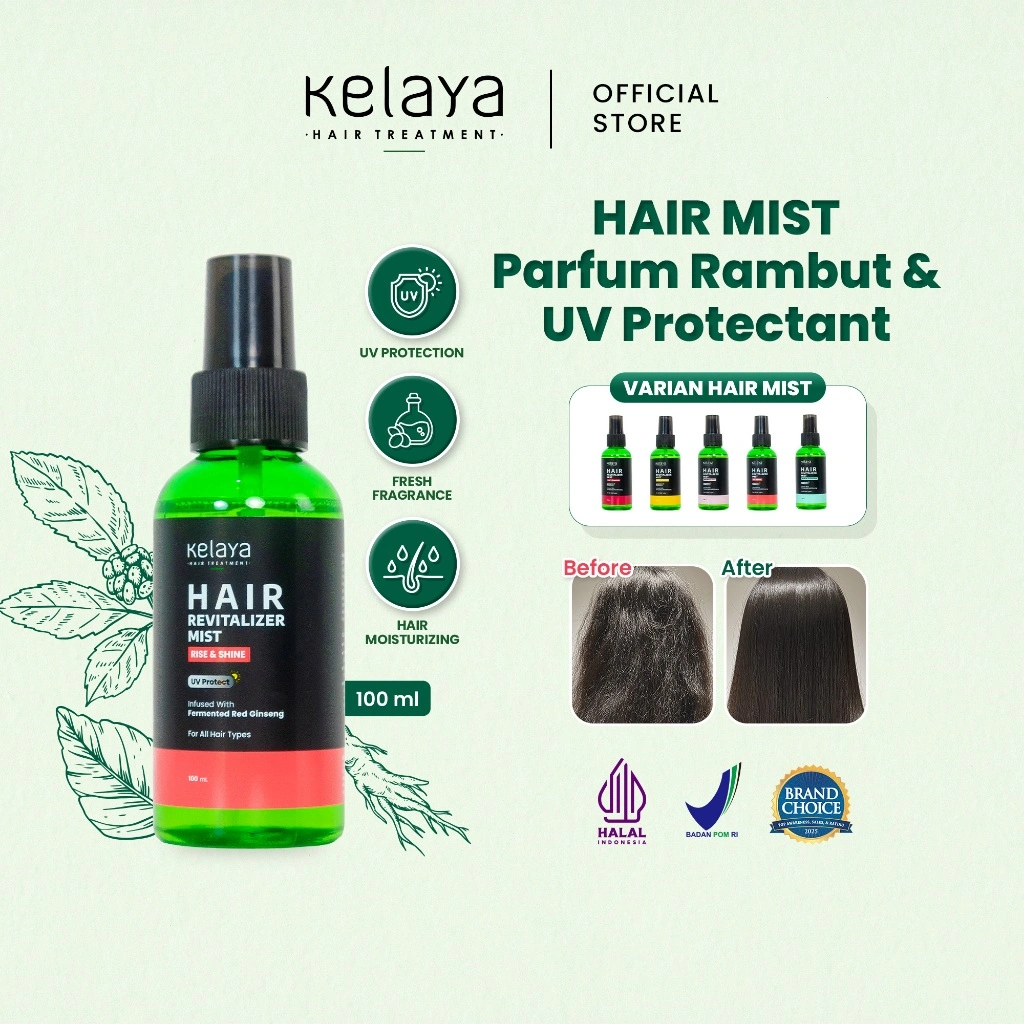 Kelaya Hair Revitalizer Mist 100ml Parfum Rambut Pewangi Heat Protection Anti UV Tahan 24 Jam