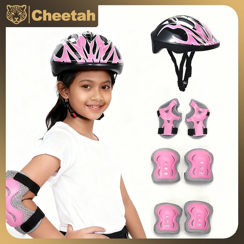 7PCS Helm Deker Sepeda Anak Alat Pelindung Pelindung Keselamatan Anak-anak untuk Sepatu Roda Skateboard Sepatu Roda Alat Rekreasi Olahraga Outdoor decker lutut Buah Set