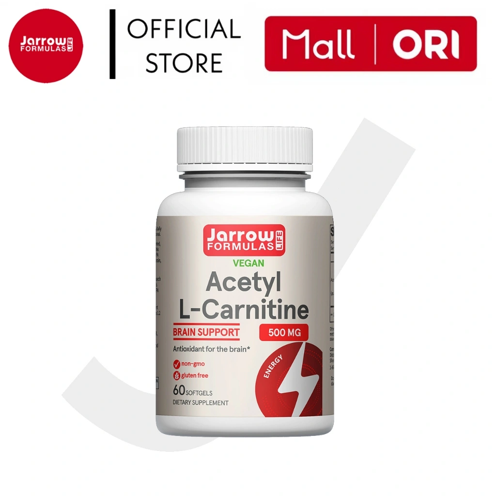 Jarrow Formulas Asetil L-Carnitine 500 mg - Dukungan Kognitif dan Energi Seluler - Suplemen Kebugaran - 60 softgels