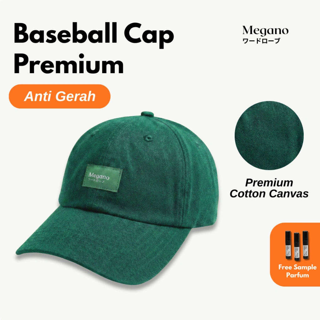 Megano.co  - Midori Topi Baseball Cap Pria & Wanita Warna Hijau Bahan Premium | Topi Polo Cap Distro