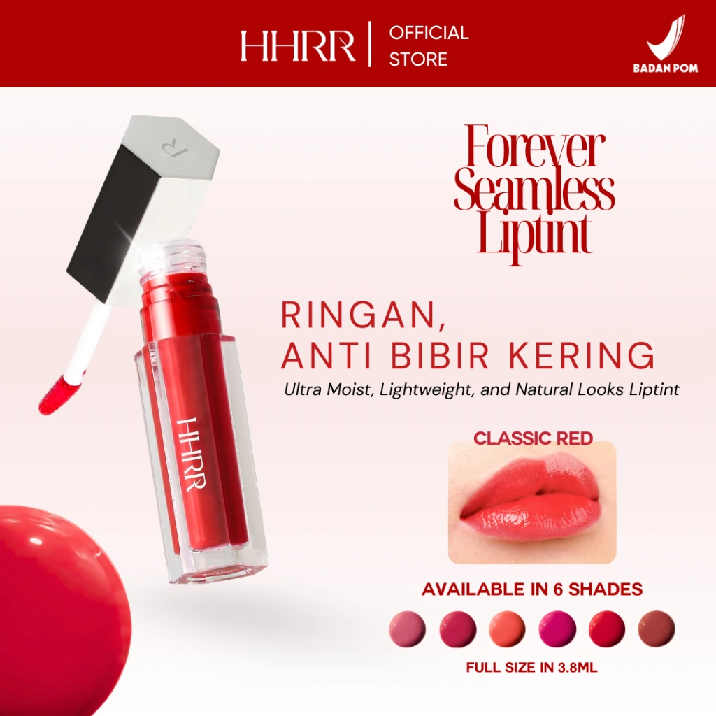 HHRR - Foreverr Seamless Lip Tint - Classic Red | Anti Bibir Kering | Ultra Moist | Melembabkan | Ringan | Natural Color Finish