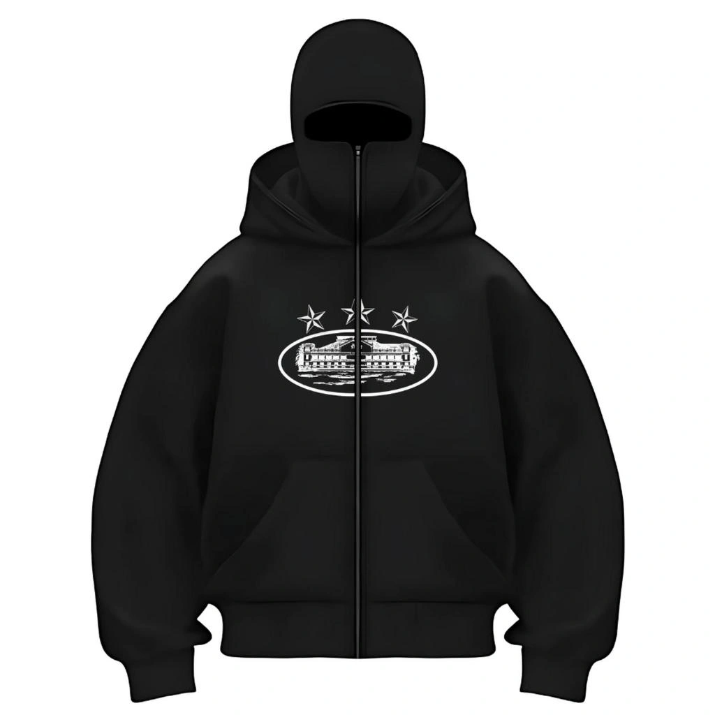 Hoodie Balaclava Zipper Hoodie Ninja N B3 Jaket Boxy Hitam Pria Wanita