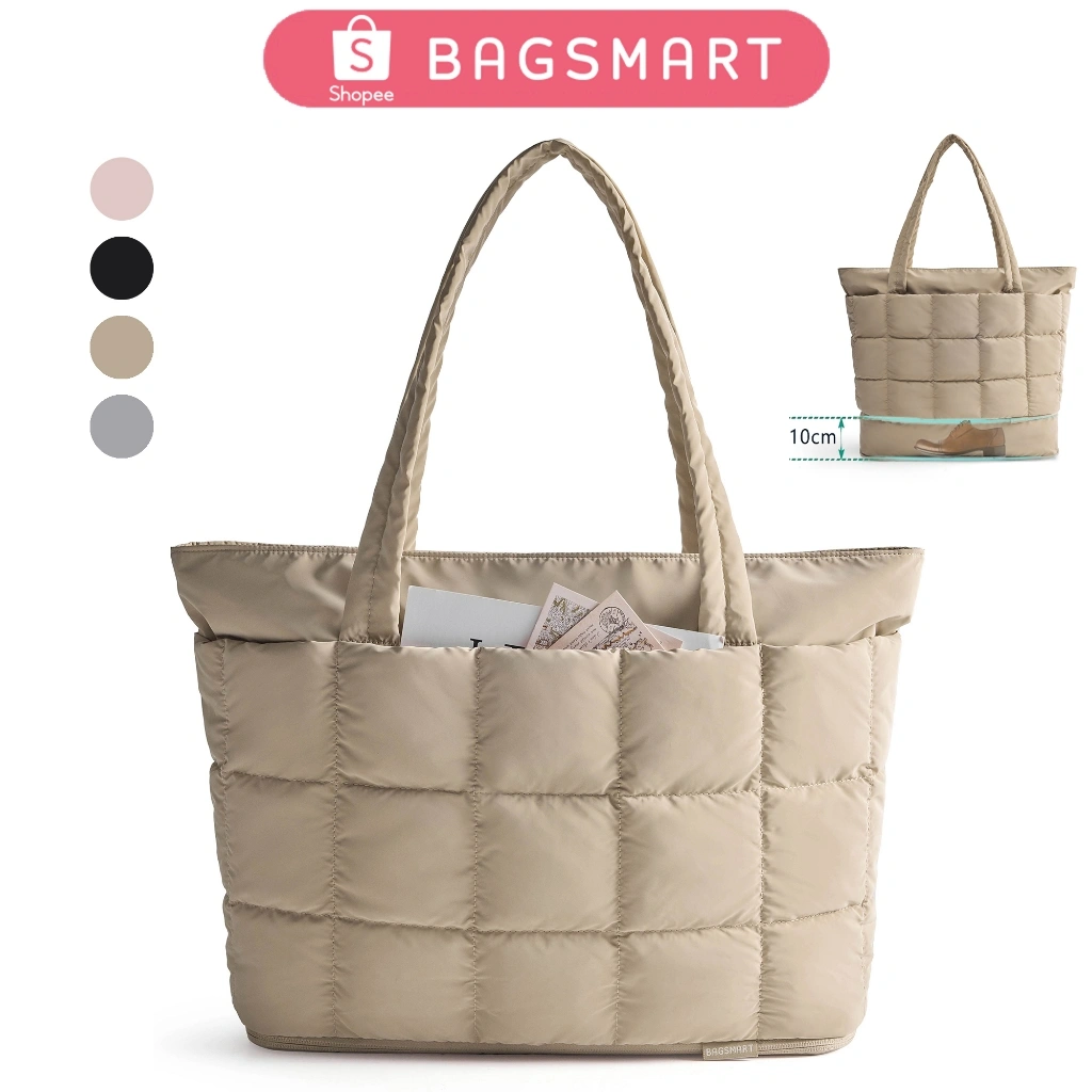 BAGSMART Duffel Bag Diperluas 28L Quilted Tote Bag Anti Air Ringan Bisa for Travel Kerja & Liburan