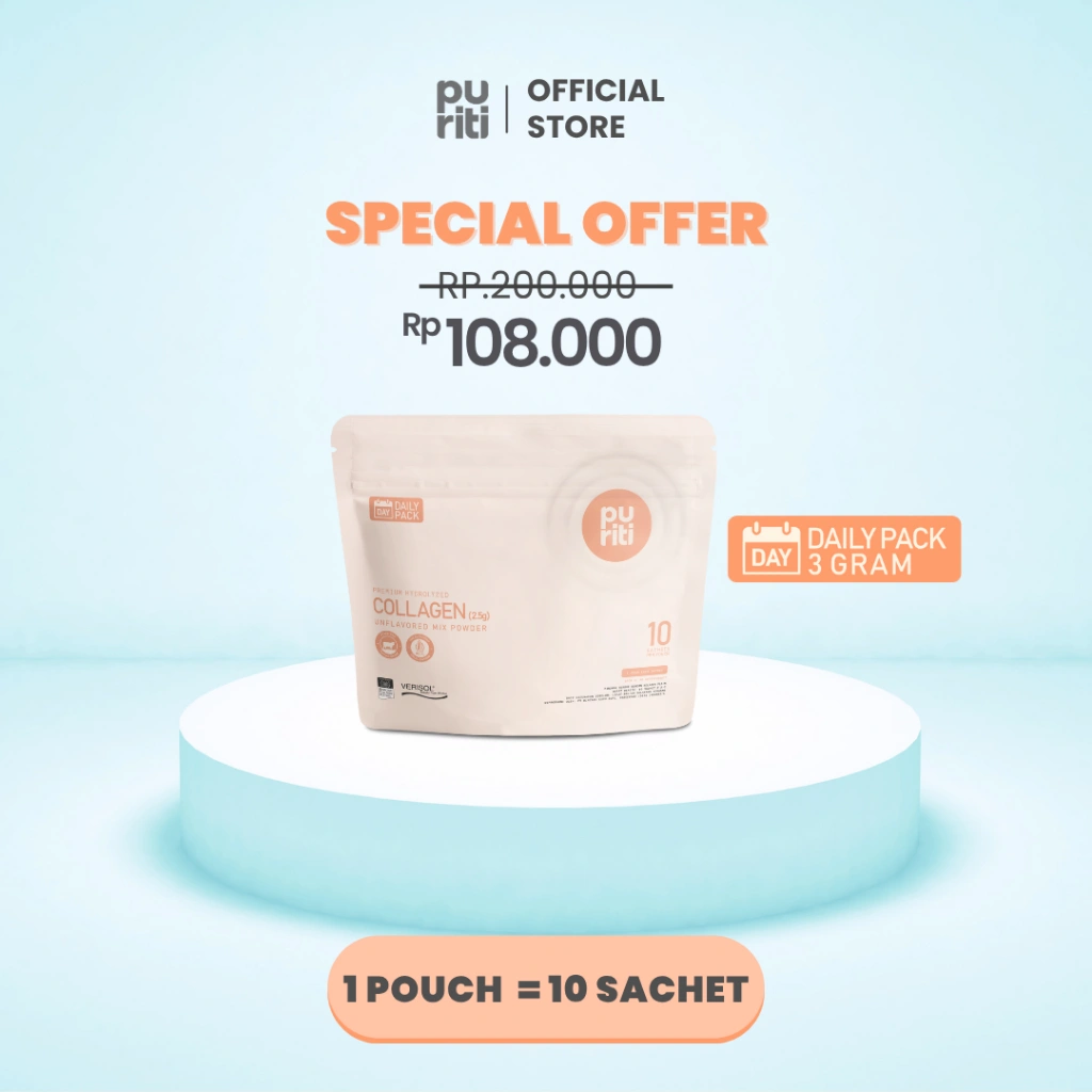PURITI Collagen Drink 1 Pouch @10 Sachets/3gr - Minuman Kolagen BPOM