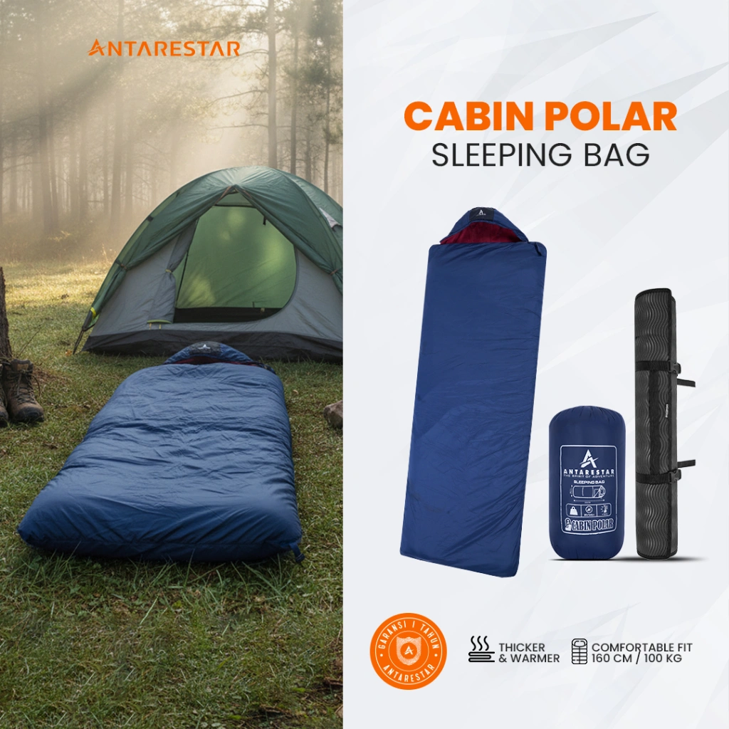 SLEEPING BAG CABIN POLAR PLUS MATRAS CAMPING PAKET HEMAT