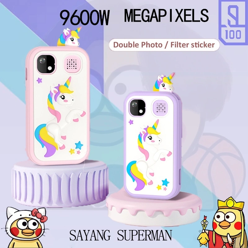 Lucu Anak Kamera Dual Kamera Selfie 9600W Piksel Anak Smartphone Birthday Gift Kamera Foto Video 1080P Anak Hadiah Mainan Anak dengan Lanyard