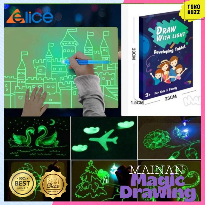 Mainan Magic Luminous Drawing Board A4 Mainan Papan Gambar Ajaib Edukasi Anak Kreatif