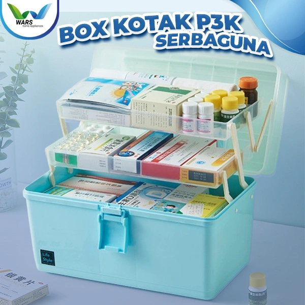WARS Box Organizer Kotak Tempat Penyimpanan Serbaguna Jepit Rambut Mainan Makeup Obat P3K 3 Tingkat