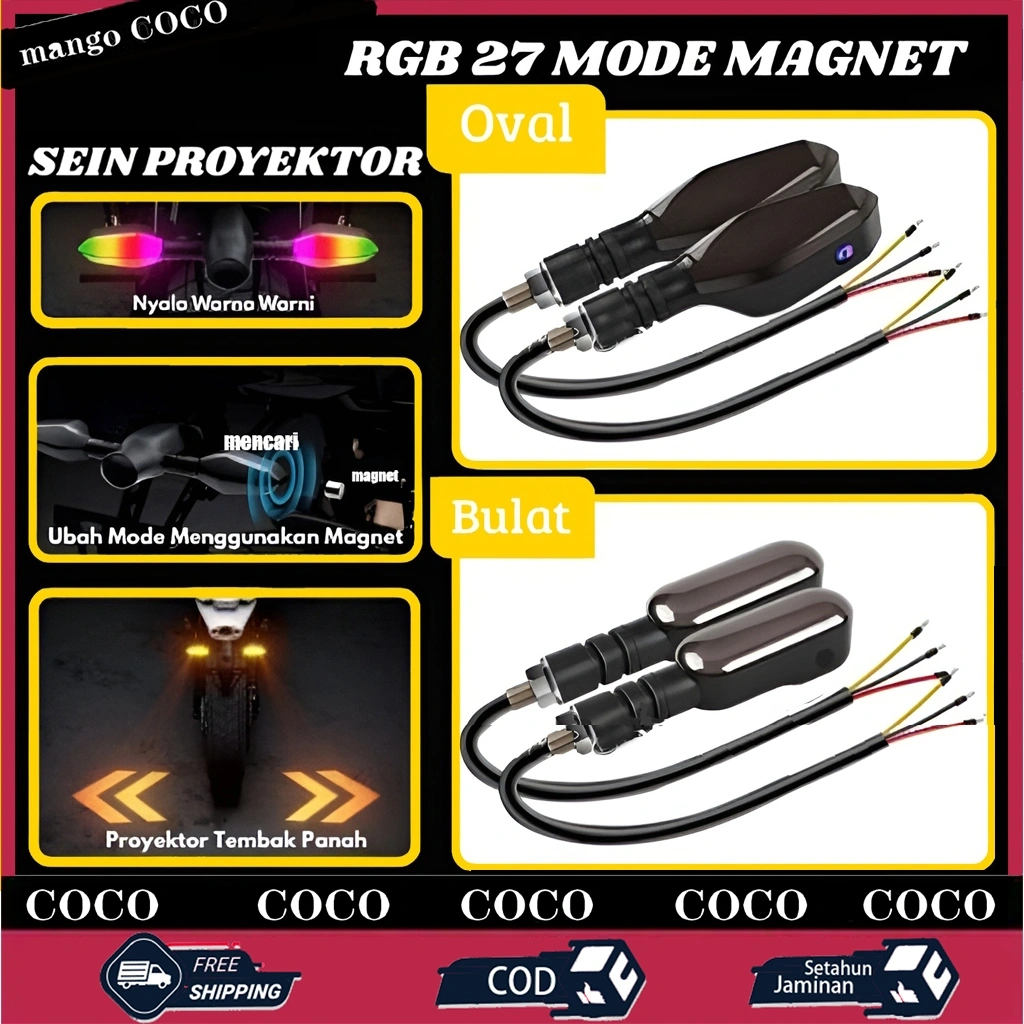 Lampu sein LED motor, lampu sein motor universal 12V dengan fungsi proyeksi, cocok untuk motor dan kendaraan listrik.