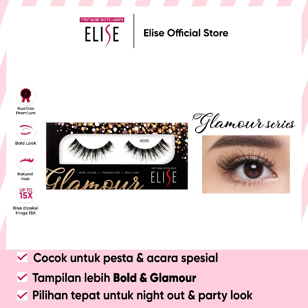 Bulu Mata Elise - Glamour 4699 - Bulu Mata Semi Bold/Cocok untuk Glamour Makeup & Party Look