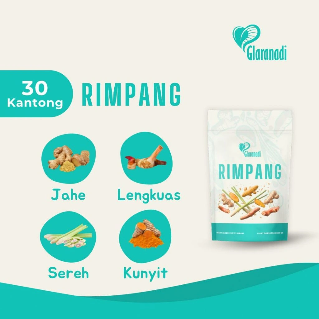 GLARANADI Teh Rimpang Teh Kunyit Jahe Serai Lengkuas 30 Tea Bag Rempah JSR Diet Detox Imunitas