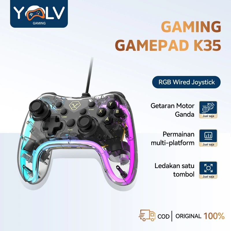 YLV Gamepad Controller Joystick Gaming RGB for PC Windows PS3 Swicth Android