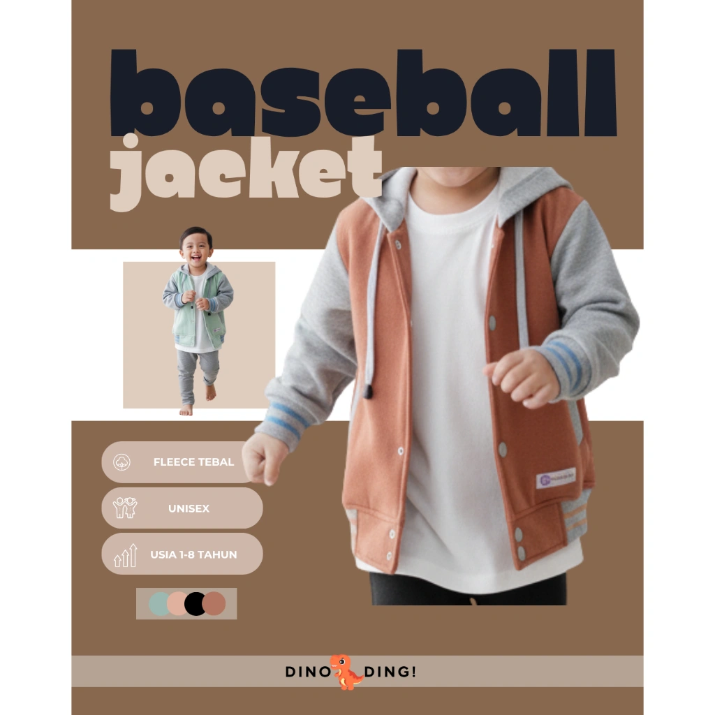 Jaket Baseball Anak Laki Laki & Perempuan Kekinian | Jaket Anak Tebal Hangat Usia 1-8 Tahun