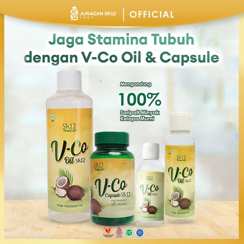 IMUN BOOSTER !! VCO MINYAK KELAPA MURNI SR12 / VICO VIRGIN COCONUT OIL 60ml/ 100ml/ 250ml/100 Kapsul