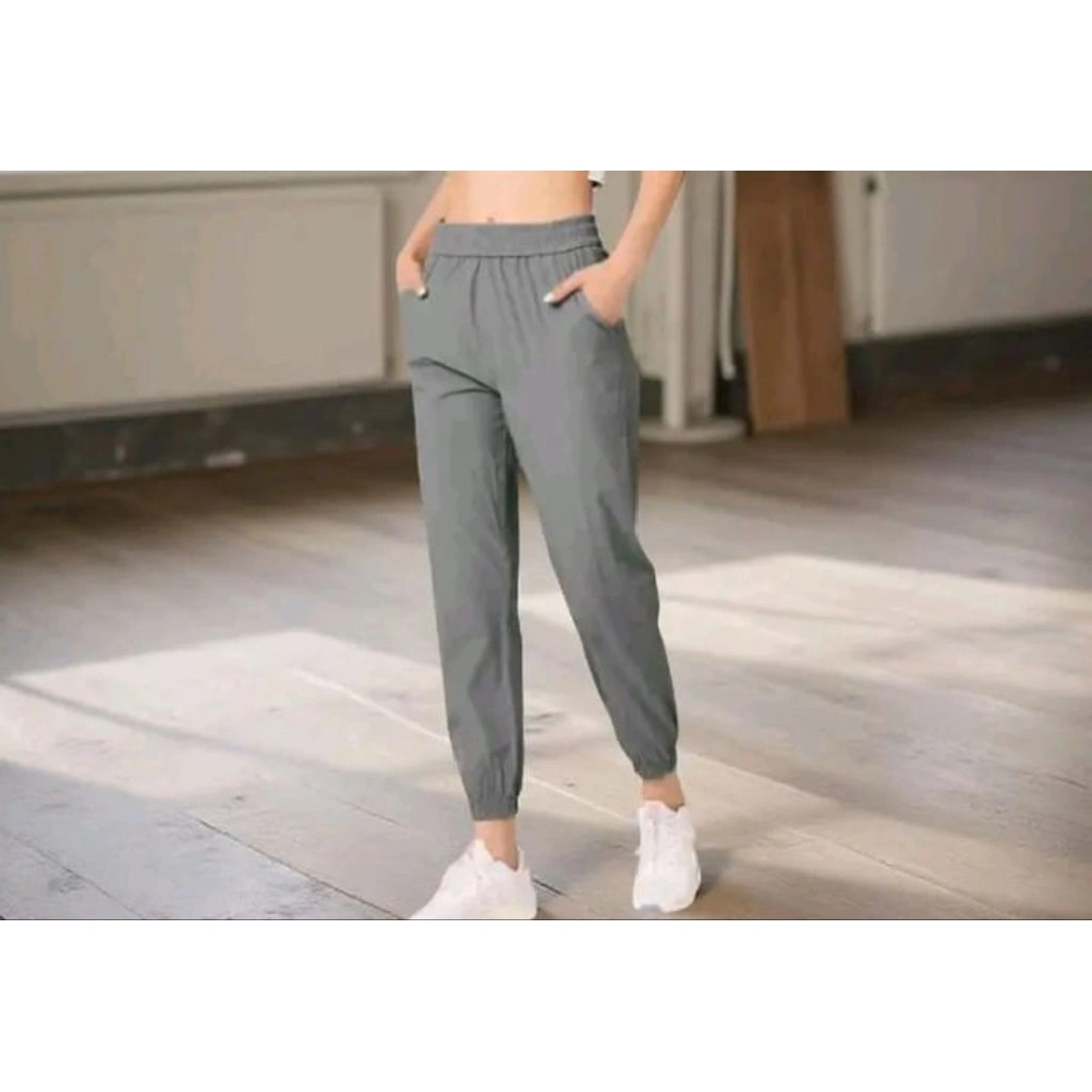 Celana Jogger perempuan bahan katun linen rami premium adem lembut dan nyaman