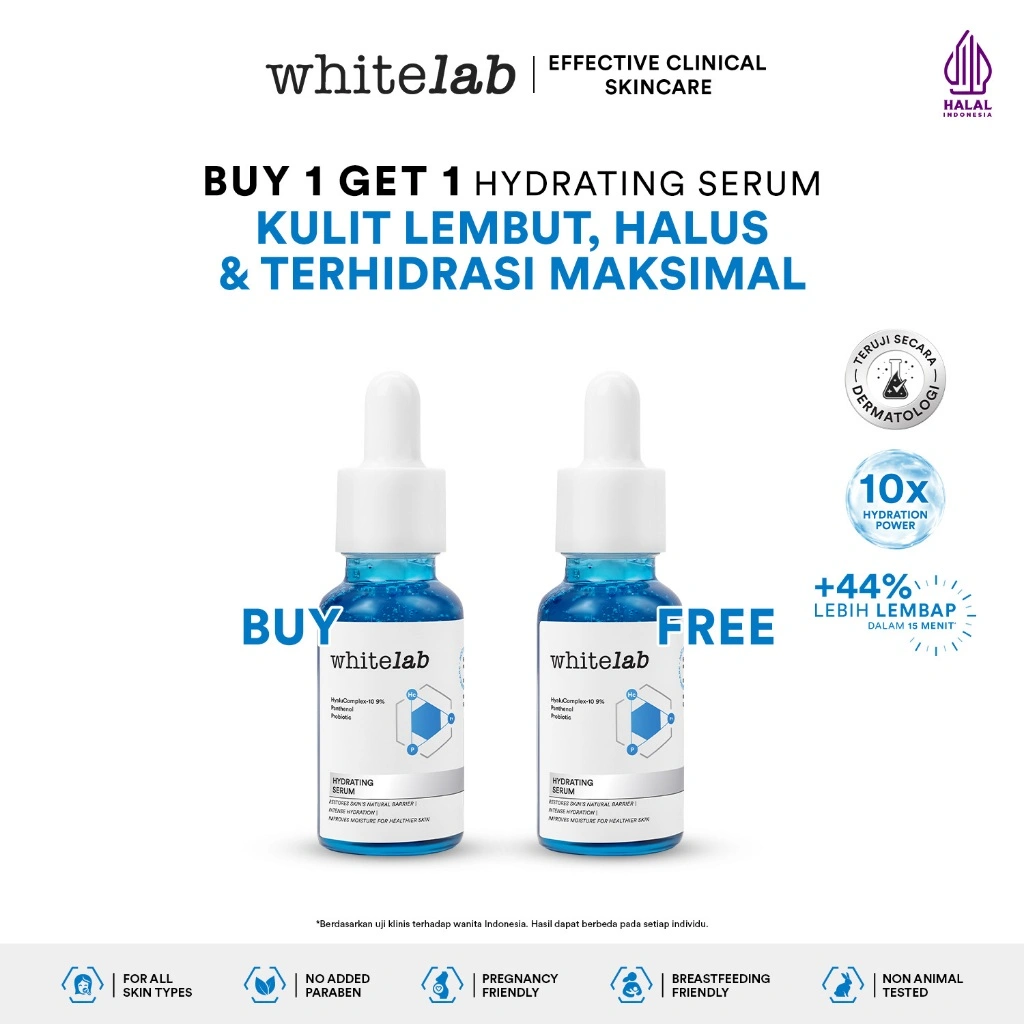 [BUY 1 GET 1] Whitelab Hydrating Serum - Serum Kulit Kering Perkuat Hidrasi untuk Kulit Lembap, Halus & Kenyal dengan Hyaluronic, Panthenol & Probiotic [BPOM]