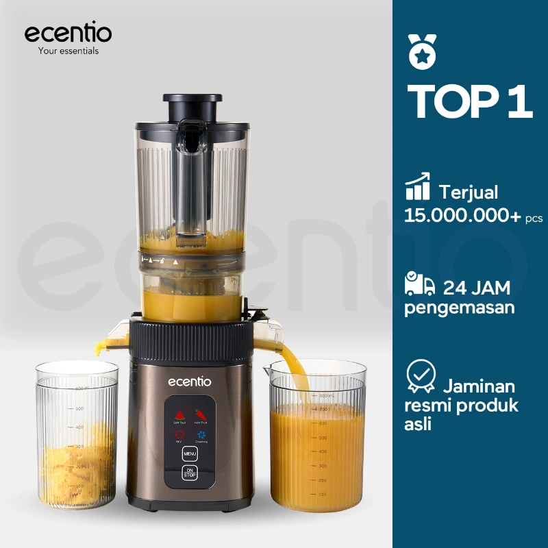 ecentio slow juicer 112mm caliber dan Smart Touch multifungsi blender 550ml+600ml garansi satu tahun