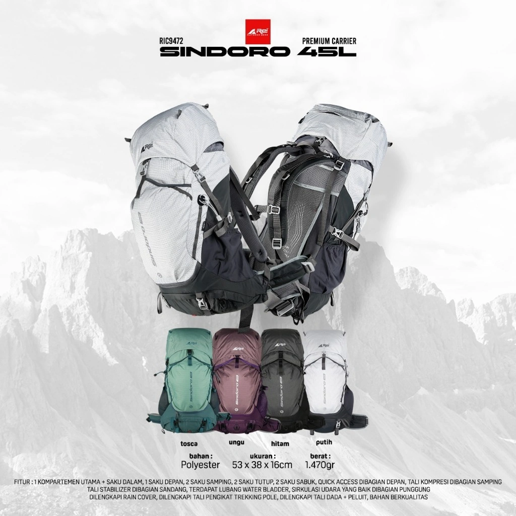 Tas Gunung / Carrier Premium Sindoro 45 Liter Arei Outdoorgear