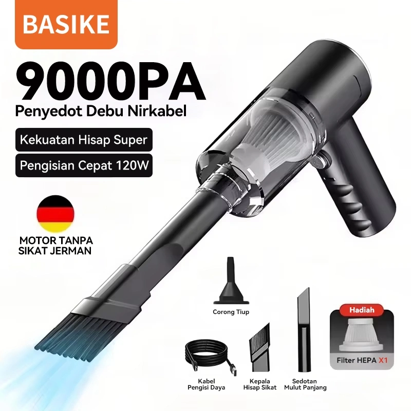 [HOT]BASIKE 3 In 1 Penyedot Debu Nirkabel 9000Pa Vacuum Cleaner Kekuatan Hisap Super Mini Household