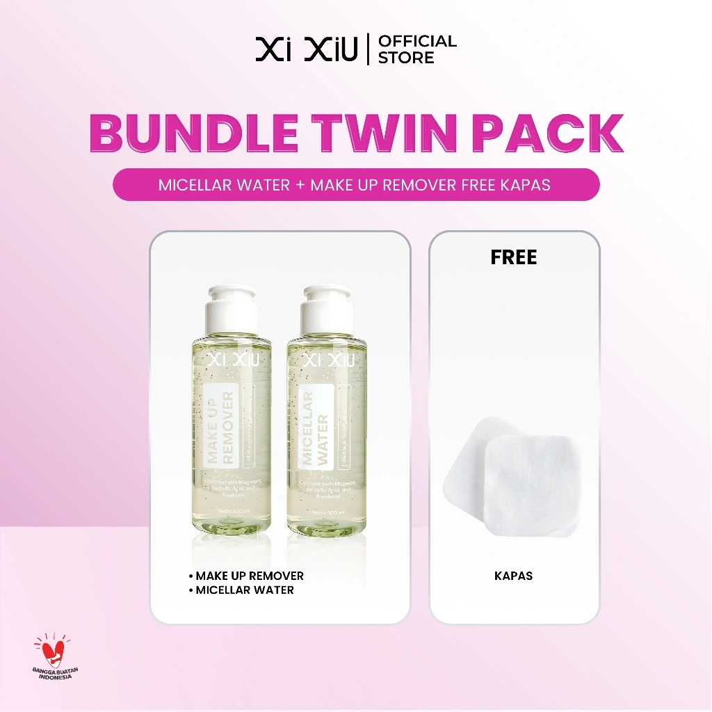 [BUNDLE] Twin Pack Xi XiU Gentle & Soothing Micellar Water & Makeup Remover - 100 ml | Mugwort, Salicylic Acid, Bisabolol Pembersih Wajah Makeup Waterproof untuk Semua Jenis Kulit