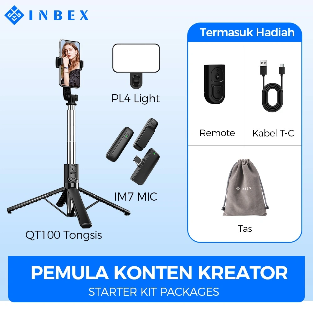 [Live Eksklusif 100K OFF] INBEX Paket Kreator Konten Konten Kreator LED Lampu Sorot Lighting Studio Video Live Vlog