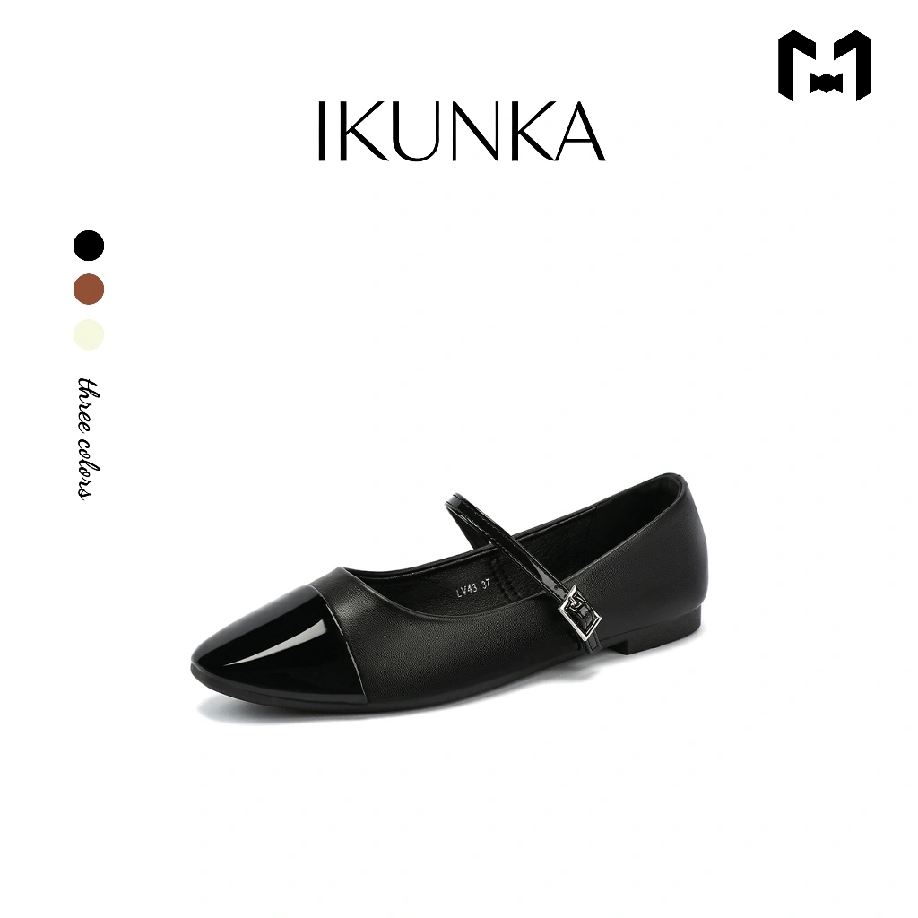 IKUNKA Sepatu Flat Shoes Wanita Mary Jane Sepatu Kerja Wanita Mules Sepatu Wanita Heels Indah LV43