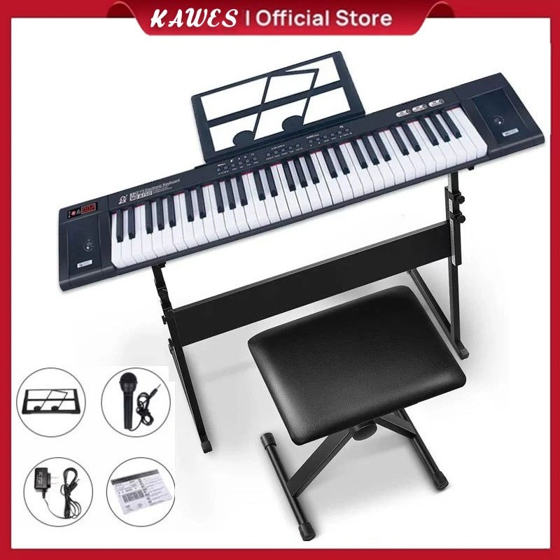 KAWES Piano Elektronik Multifungsi, Piano 61-Key, Piano Elektronik Profesional Rumah Pintar
