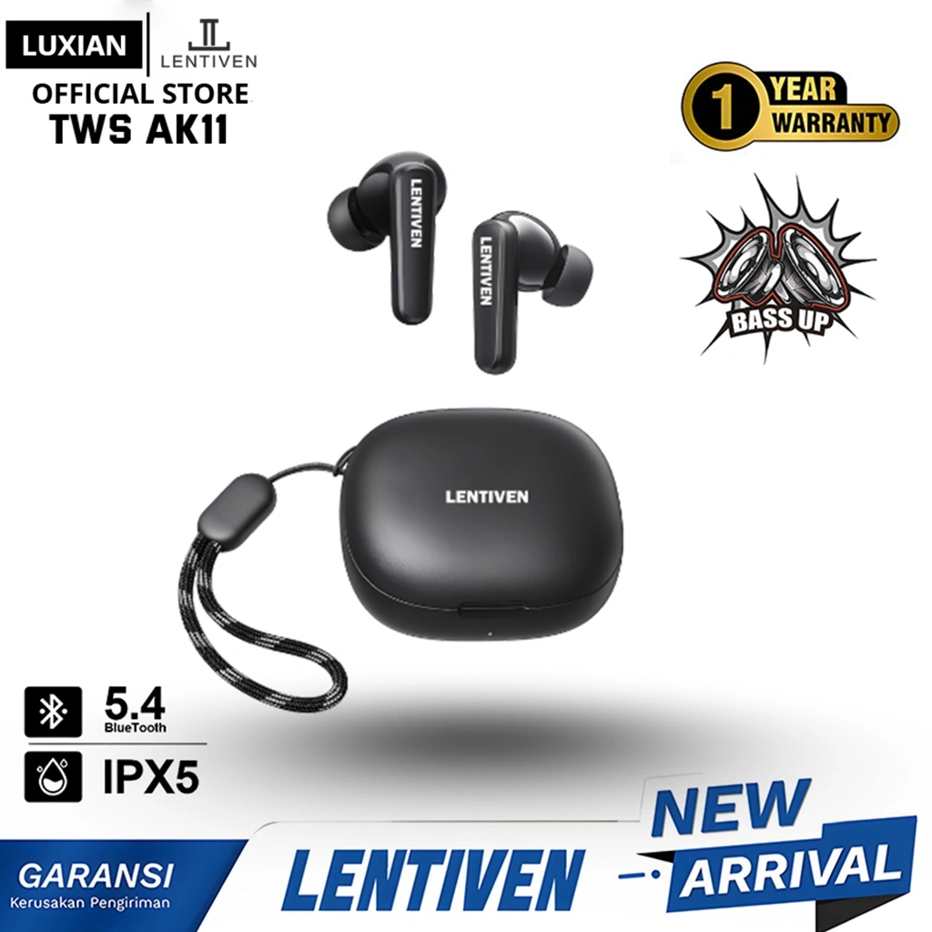 LUXIAN LENTIVEN Earbuds TWS Wireless EARPHONE BLUETOOTH Headset IPX4 BT 5.5 Garansi 1 Tahun AK11