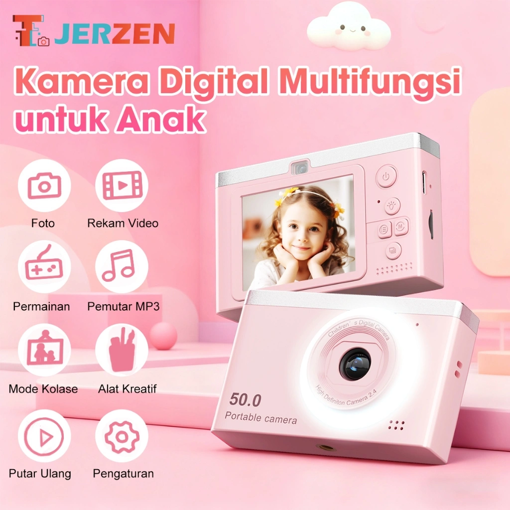 [Free memori 32GB]T-JERZEN Kamera Digital 1080P Kamera Saku Portable dengan Filter & Beauty Face Dual Kamera Flash MP3 Cocok untuk Pemula dan Pelajar LK003-M16