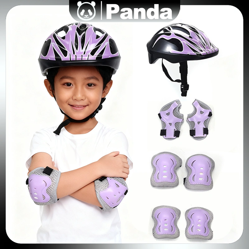 7PCS Helm Deker Sepeda Anak Alat Pelindung Pelindung Keselamatan Anak-anak untuk Sepatu Roda Skateboard Sepatu Roda Alat Rekreasi Olahraga Outdoor decker lutut Buah Set