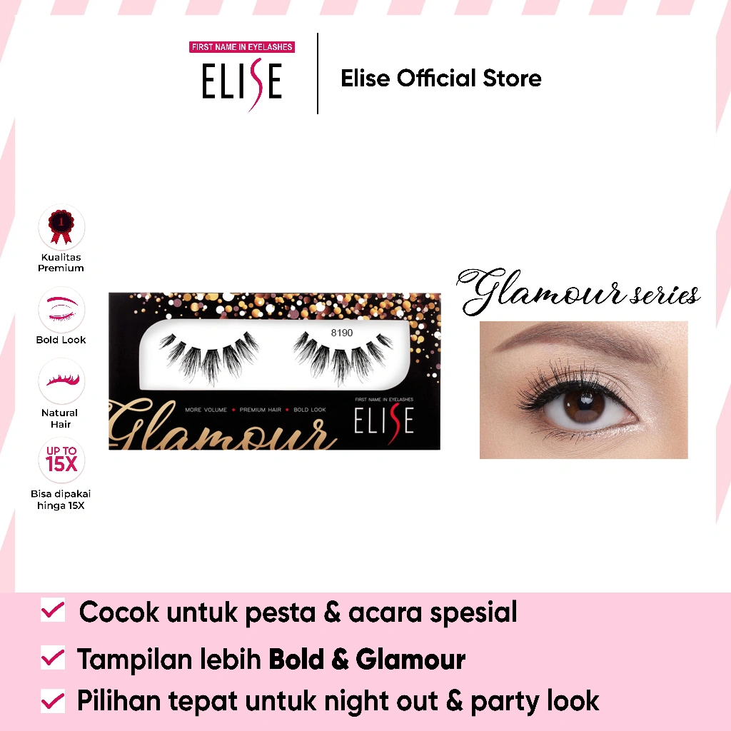 Bulu Mata Elise - Glamour 8190 - Bulu Mata Semi Bold/Cocok untuk Glamour Makeup & Party Look