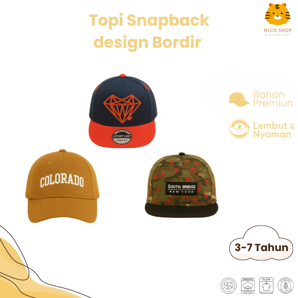 Nico Babyshop Topi Anak Import Model Snapback Cocok Untuk Semua Gaya Outfit